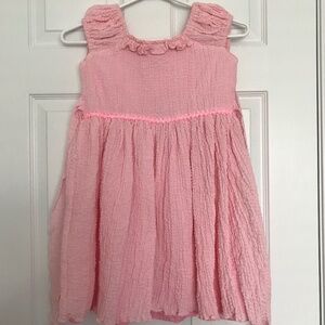 Girls Crepe Dress With Tie Back Bow Size 5-6 Pink